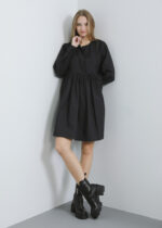 Women Plain Pleated Design Short Dress