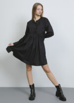 Women Plain Pleated Design Short Dress - Image 2