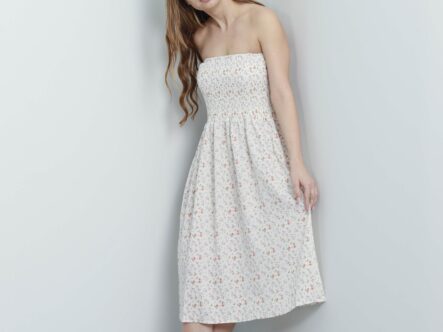Women Floral Strapless Short Dress