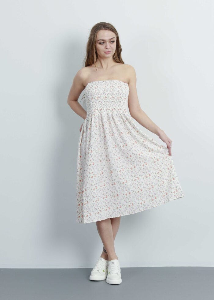 Women Floral Strapless Short Dress - Image 2