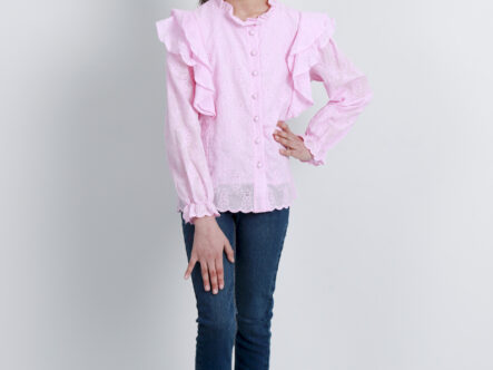 Kids Girl Eyelet Embroidery Design Shirt