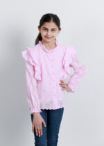 Kids Girl Eyelet Embroidery Design Shirt - Image 2