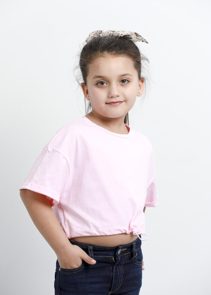 ⁦بلوزة اطفال بناتي سادة قصيرة⁩ - الصورة ⁦1⁩