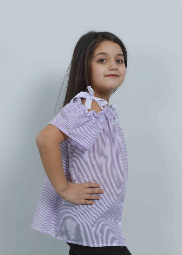 Kids Girl Striped Blouse - Image 3