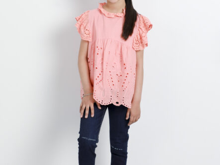 Kids Girl Eyelet Embroidery Blouse