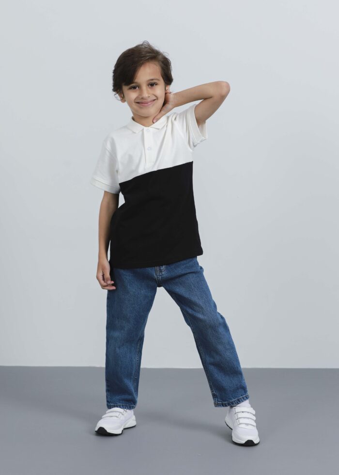 Kids Boy Color-Block Polo T-Shirt - Image 1
