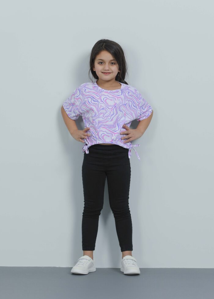 Kids Girl Colorful Printed Crop Top - Image 1