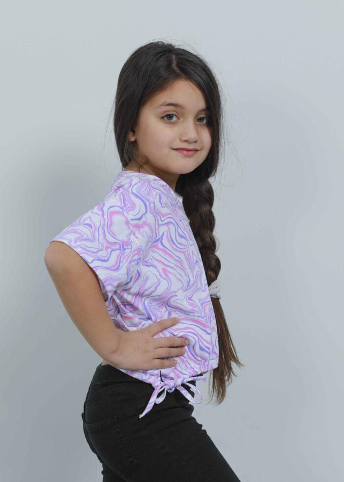 Kids Girl Colorful Printed Crop Top - Image 3