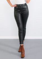 Basic Leather & Cotton Women's Leggings - Image 2