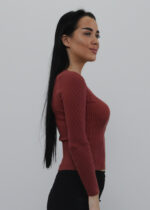 Warm Long-sleeve Tight Knitted Women's Blouse - Image 3
