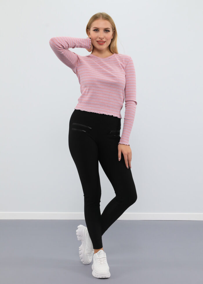 Tight-fitting Striped Women's Blouse - Image 1