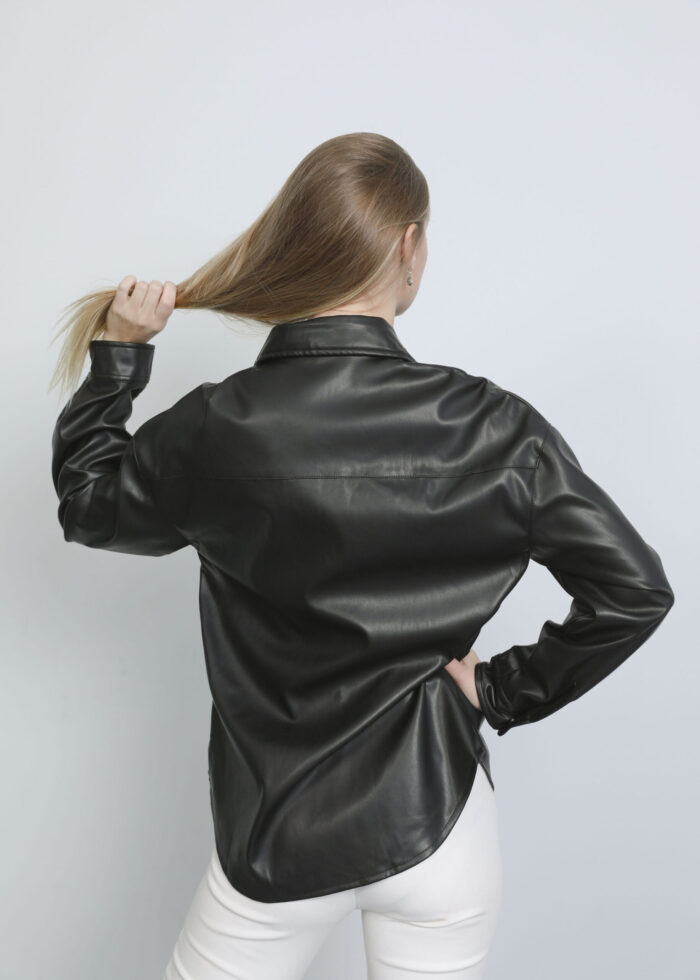 Women Leather Plain Shirt - Image 4
