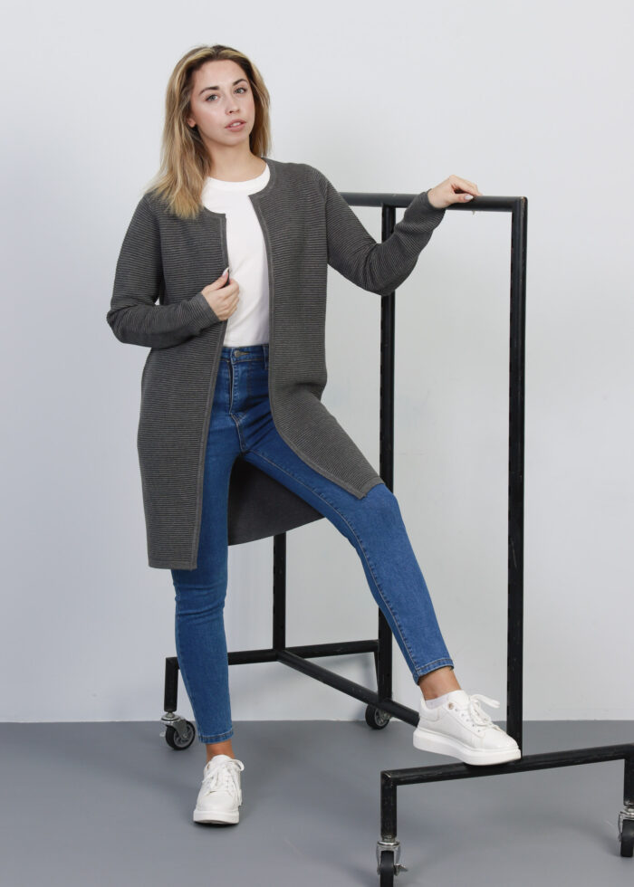 Women Knitted Design Plain Cardigan - Image 1