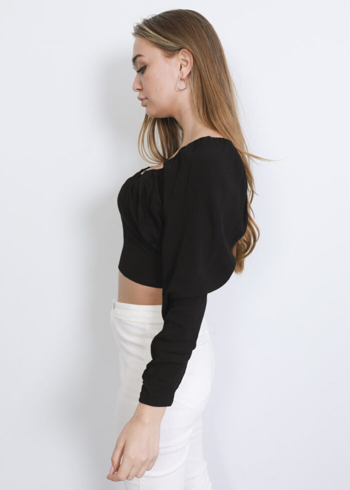 Women Plain Crop Blouse - Image 3