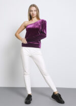 Women Velvet One-Sleeve Blouse