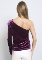 Women Velvet One-Sleeve Blouse - Image 4
