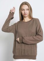 ⁦بلوزة نسائي بنقش لون واحد⁩ - الصورة ⁦2⁩