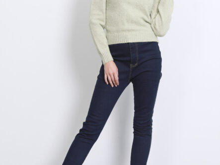 Women Knitted Design with Pearl Decor Blouse
