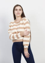 Women Striped Knitted Design Blouse - Image 2