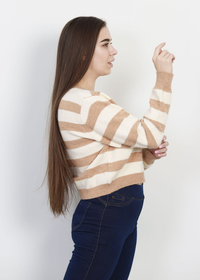 Women Striped Knitted Design Blouse - Image 3