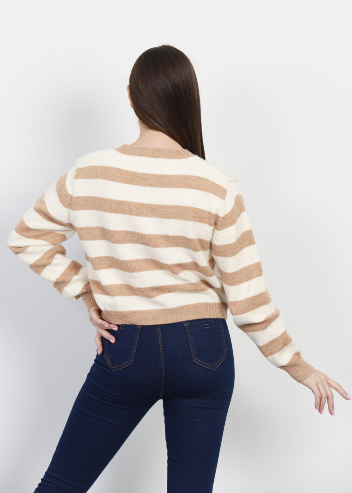 Women Striped Knitted Design Blouse - Image 4