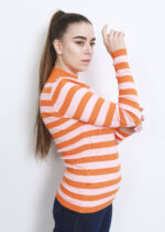 ⁦بلوزة نسائي بتصميم محبوك مخطط⁩ - الصورة ⁦3⁩