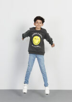 Kids Boy Glittery Smile Face Printed Blouse