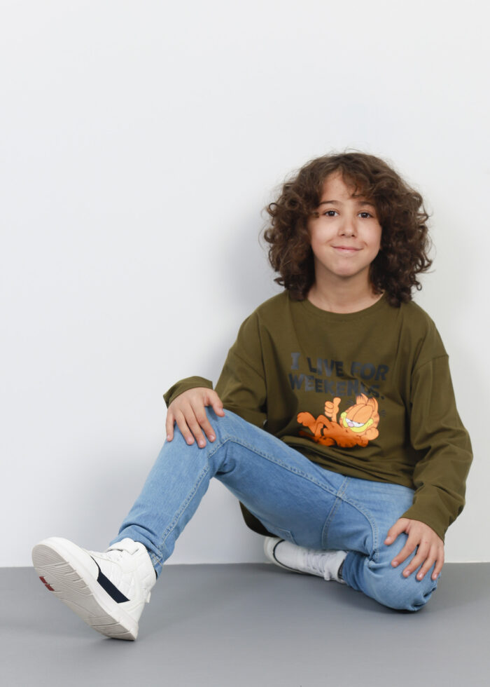 Kids Boy Garfield “I live for weekends” Printed Blouse - Image 1