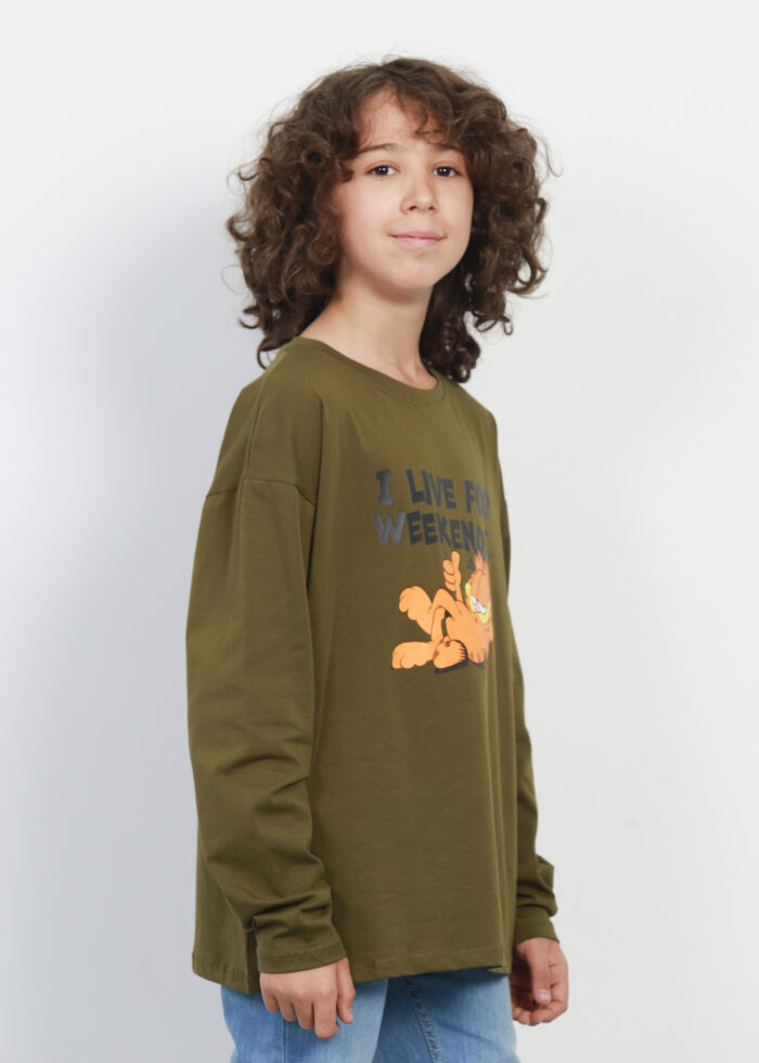 Kids Boy Garfield “I live for weekends” Printed Blouse - Image 3