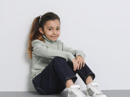 Kids Girl Glittery Plain High-Neck Blouse