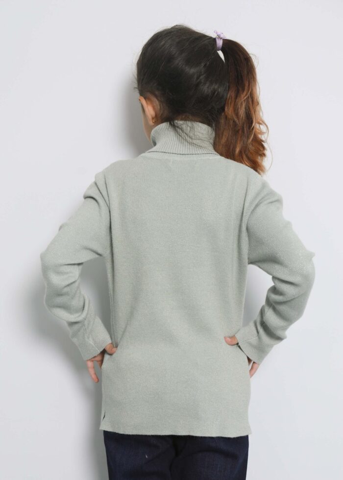 Kids Girl Glittery Plain High-Neck Blouse - Image 4