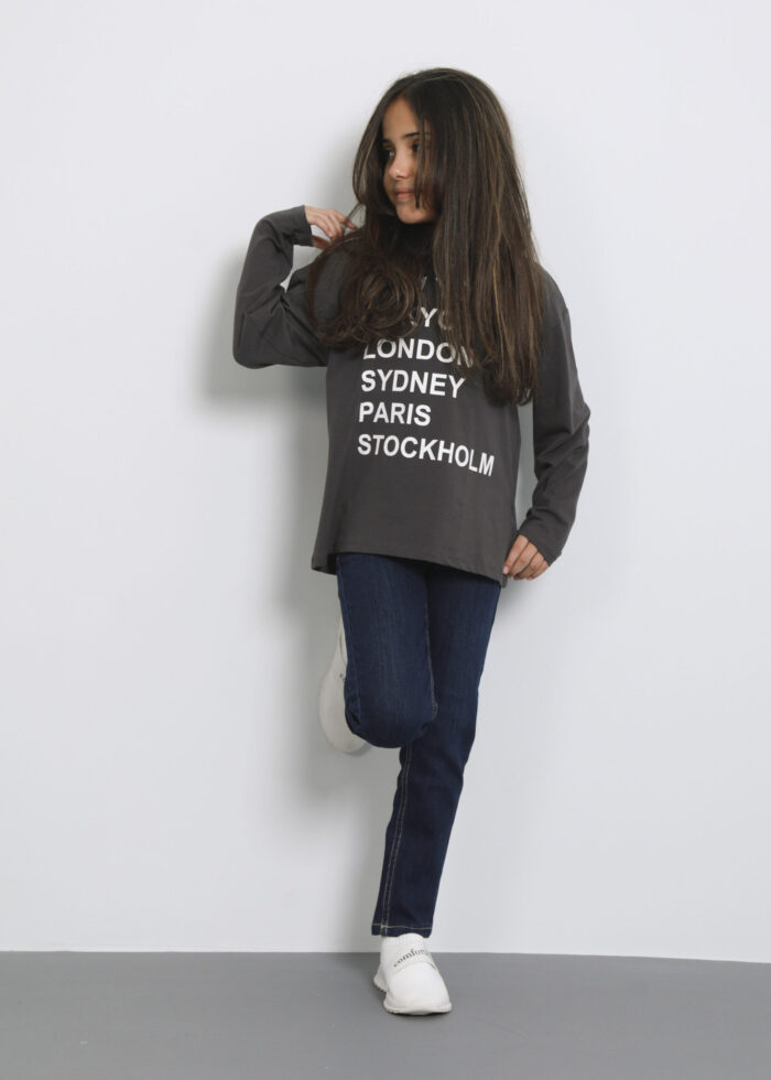 Kids Girl City Names Printed Blouse - Image 1