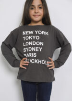 Kids Girl City Names Printed Blouse - Image 2