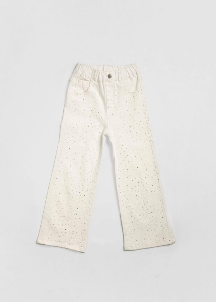 Kids Girl Strass Decor Jeans Trouser - Image 1
