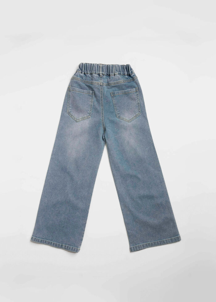 Kids Girl Bow Decor Jeans Trouser - Image 2