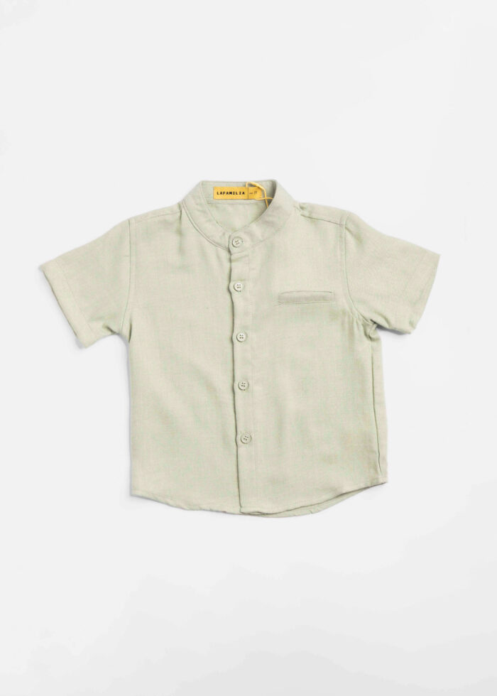 Baby Boy Linen Plain Shirt - Image 1