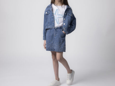 Kids Girl Strass Decor Jeans Short Skirt