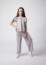 بنطلون أطفال بناتي واسع بنسيج لامع