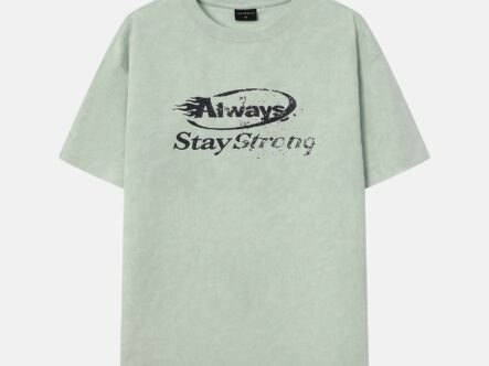 Men Washed Effect "Stay Strong" Printed T-Shirt