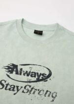 Men Washed Effect "Stay Strong" Printed T-Shirt - Image 2
