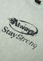 Men Washed Effect "Stay Strong" Printed T-Shirt - Image 3