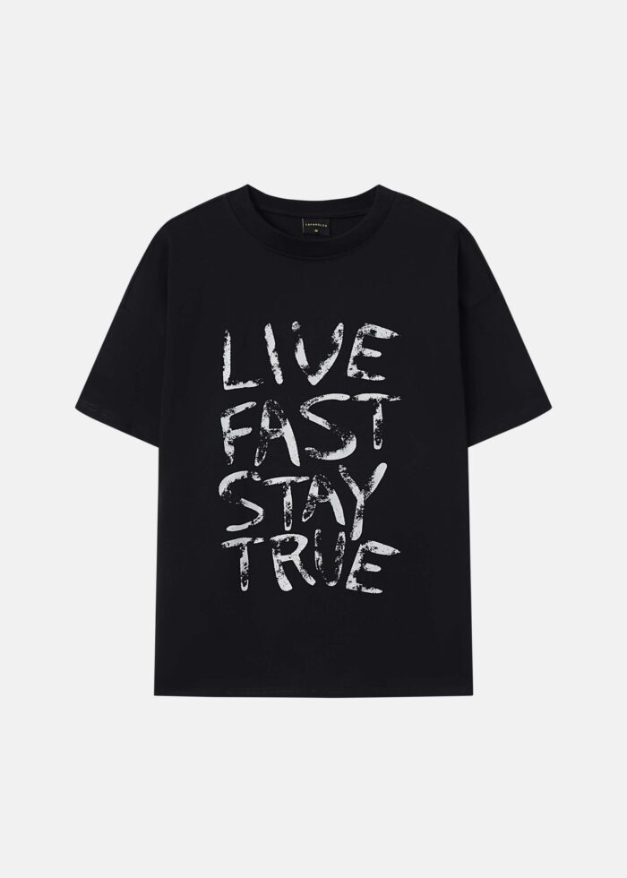 Men "Live Fast Stay True" Printed T-Shirt - Image 1