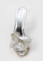 Women Clear Strass Bow Decor Heels Sandal - Image 3