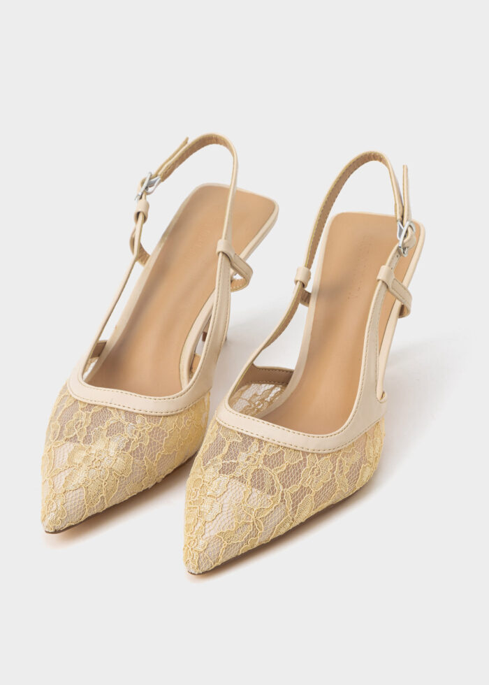 Women Mesh Embroidery Fabric Heels Sandal - Image 2