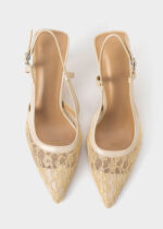 Women Mesh Embroidery Fabric Heels Sandal - Image 4