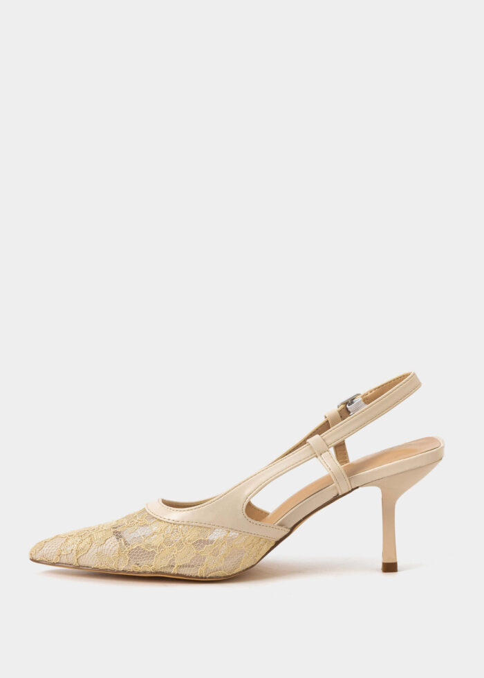 Women Mesh Embroidery Fabric Heels Sandal - Image 5