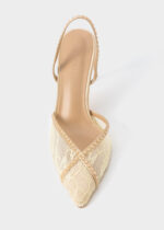Women Mesh Embroidery Fabric Heels Sandal - Image 3
