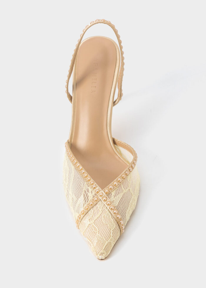 Women Mesh Embroidery Fabric Heels Sandal - Image 3