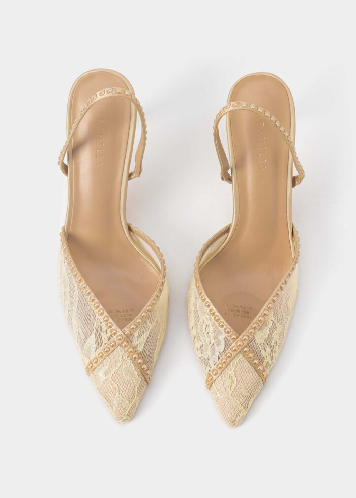 Women Mesh Embroidery Fabric Heels Sandal - Image 4