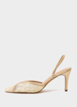 Women Mesh Embroidery Fabric Heels Sandal - Image 5